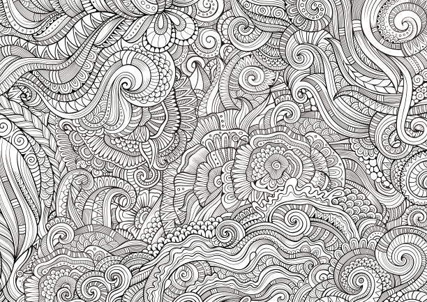 抽象的素描装饰涂鸦手绘民族图案图片下载