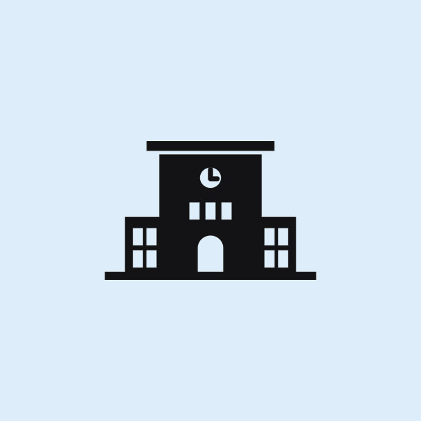 学校建筑扁平图标，用于网页、Logo、移动应用和用户界面设计图片下载