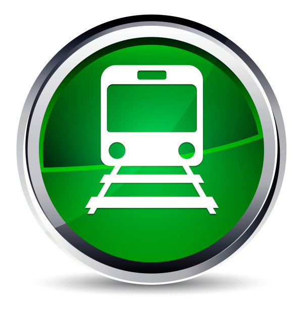 火车图标水绿色圆形按钮图片下载