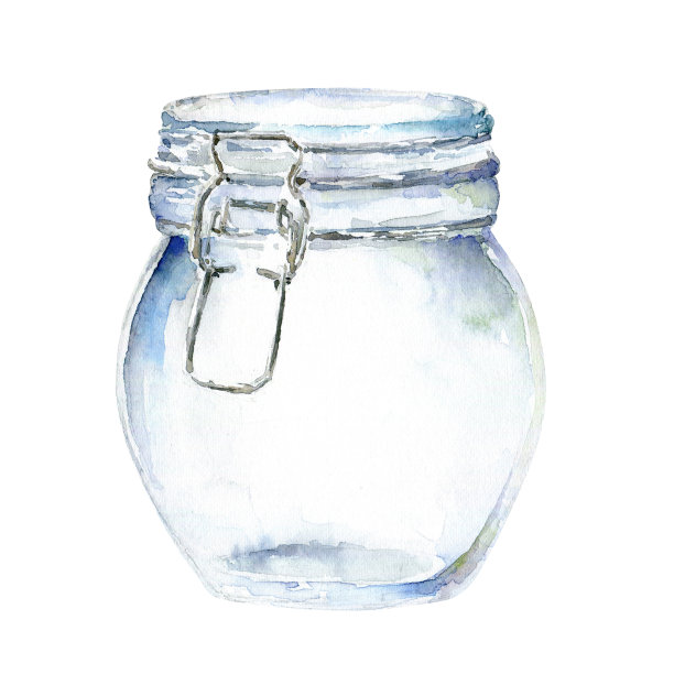 白底水彩玻璃罐图片下载