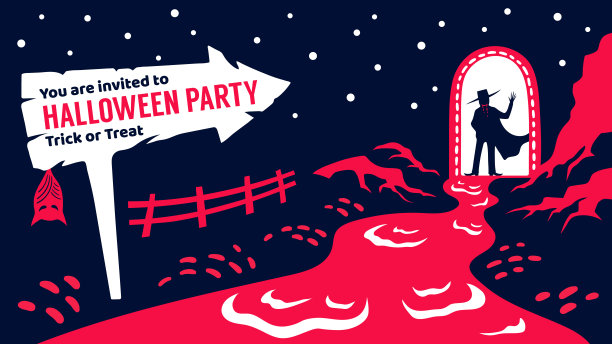 恐怖的万圣节传单，上面有万圣节派对的邀请文字。图片下载