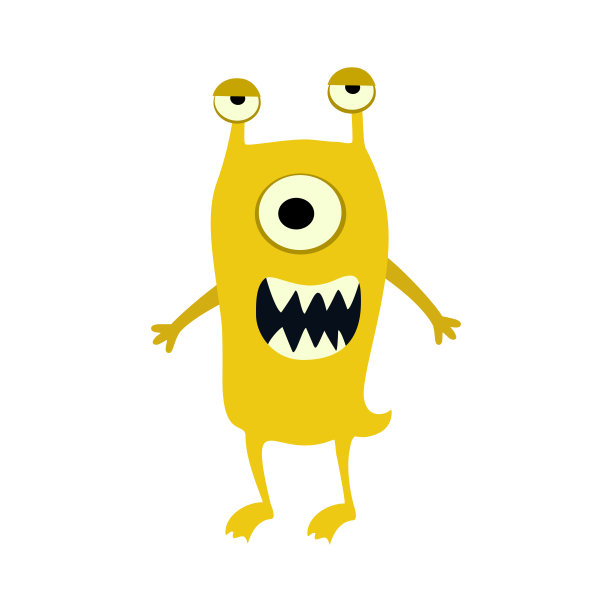 卡通扁平怪物大图标。五颜六色的玩具可爱的怪物。向量图片下载