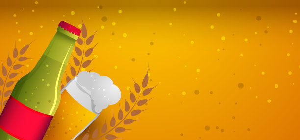 啤酒节啤酒背景。矢量插图与玻璃和小麦，啤酒纹理。图片下载