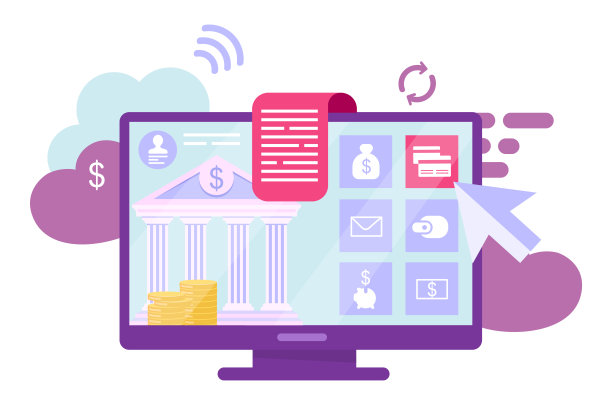 网上银行账户平面矢量插图。数字钱包、卡通概念电子钱包服务。管理财务。电子银行交易，网络计费系统孤立暗喻上白图片下载