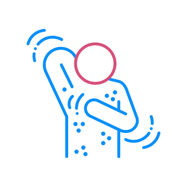 过敏症状线彩色图标。皮疹。皮肤疾病。身上有发痒的斑点。网页、手机应用、按钮、logo的签名图片下载