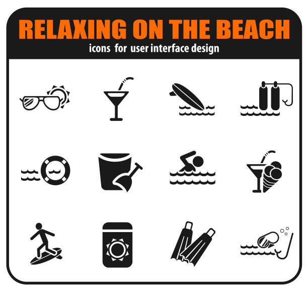 放松在海滩图标设置图片下载
