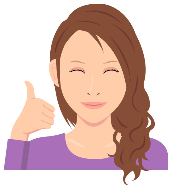 年轻女子矢量插图(上半身)/拇指向上微笑图片下载