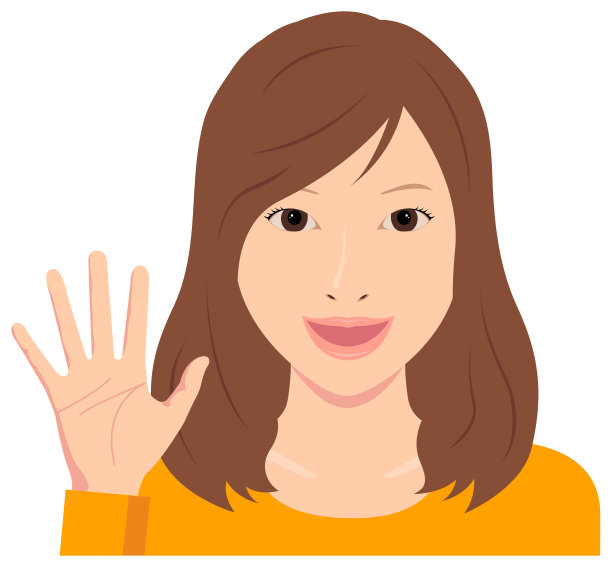 年轻女子矢量插图(上半身)/张开手微笑，再见图片下载