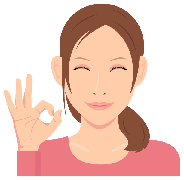 年轻女子矢量插图(上半身)/微笑着表示ok图片下载