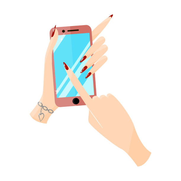 女性手中的现代粉色智能手机素材图片