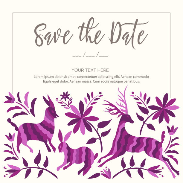 墨西哥刺绣风格-保存日期卡图片下载