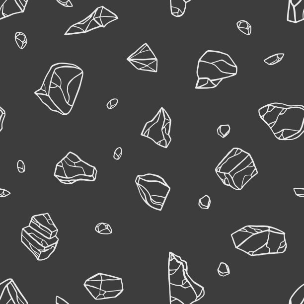 在黑色背景上绘制石头轮廓。图片下载