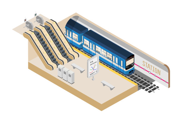 地铁车站等距矢量图图片下载