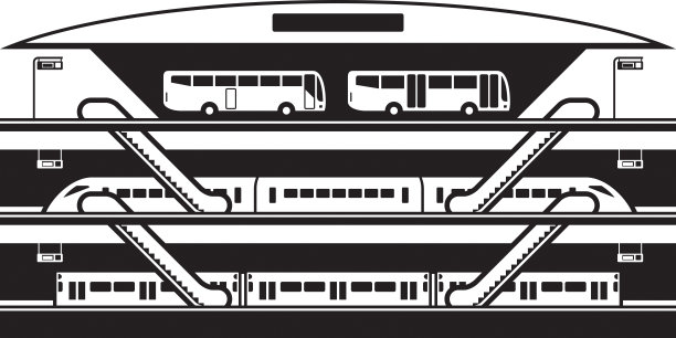 在公共汽车、火车和地铁的不同级别停车图片下载
