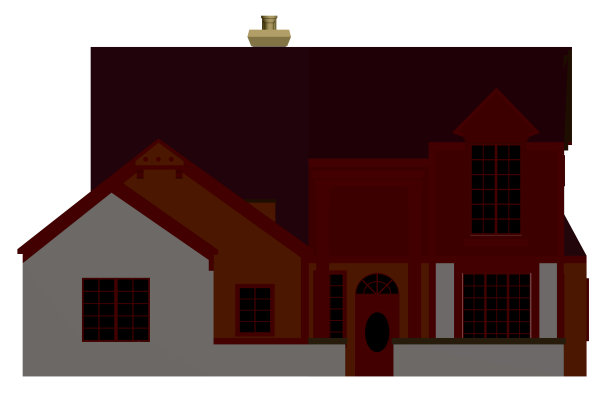 现代风格的两层小屋。侧视图。平的风格。矢量插图。图片下载