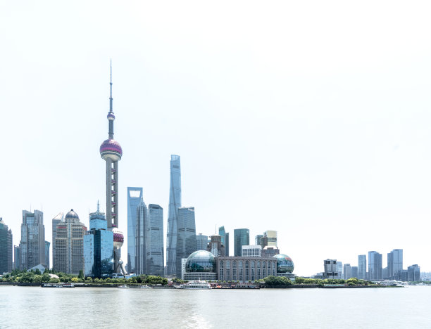 中国上海的天际线全景图和标志性建筑图片下载