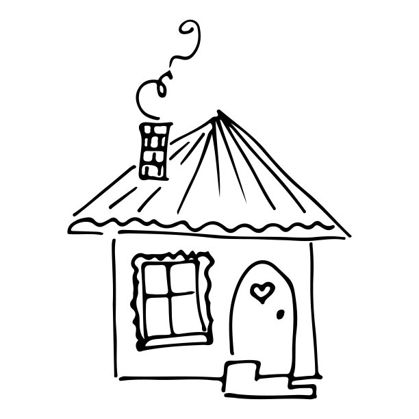 在白色背景上手绘手绘手绘插画。在白色背景上手绘的房子草图。家矢量图标。简单的矢量图。可爱的卡通图片下载