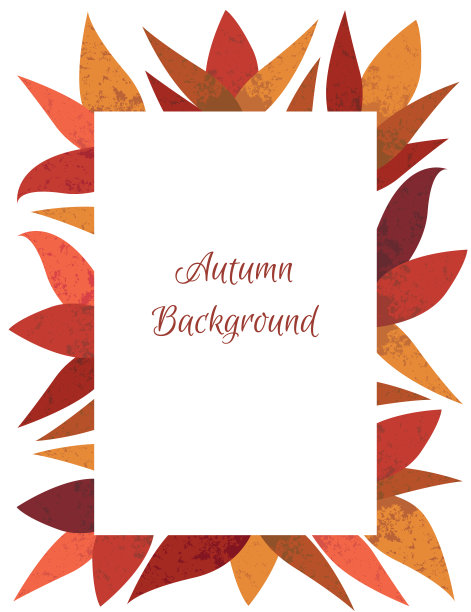 矩形框架的秋叶与纹理。适合制作贺卡、横幅、海报图片下载
