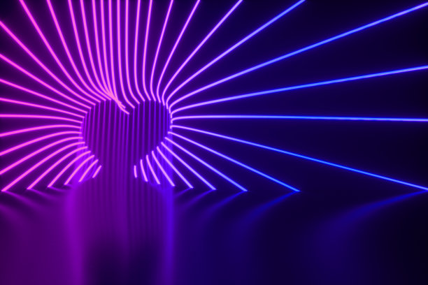 发散的氖射线的入口形成一个心脏的三维插图图片下载