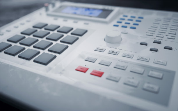 经典的鼓机，特写3d渲染与景深的领域图片下载