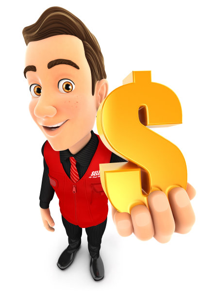 3d卖家持有黄金美元符号图片下载