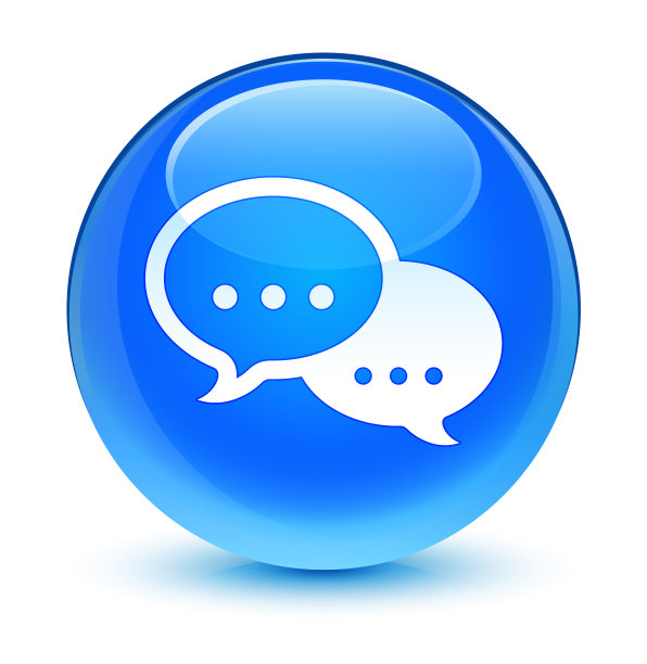 说话气泡图标玻璃蓝绿色圆形按钮图片下载