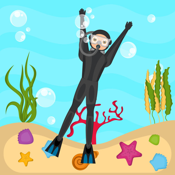 在海里潜水的潜水员图片下载