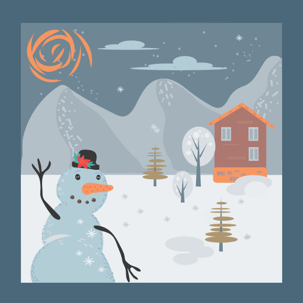 雪人的圣诞冬季景观背景。圣诞节的背景图片下载