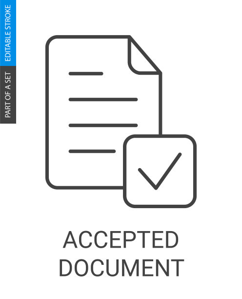 接受的文档图标在平面轮廓样式图片下载