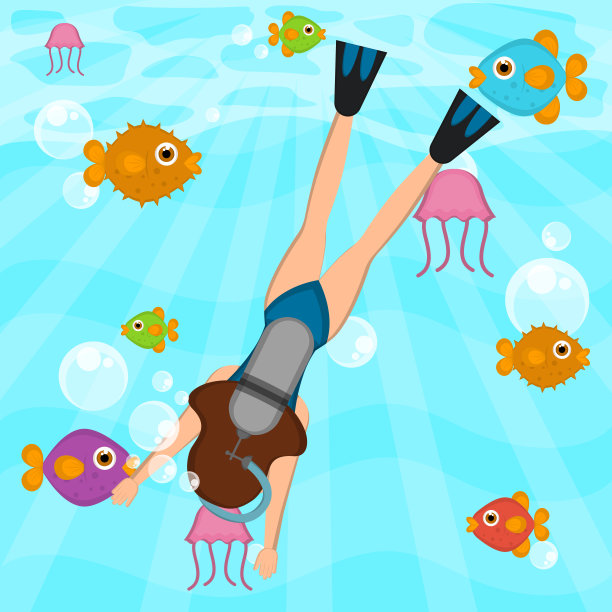 在海里潜水的潜水员图片下载