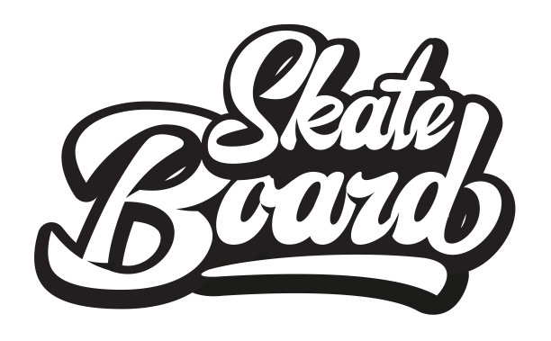时尚的书法题字-滑板。向量单色插图图片下载