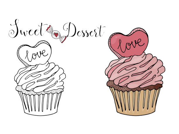 矢量孤立的甜点与糖果在白色的背景图片下载