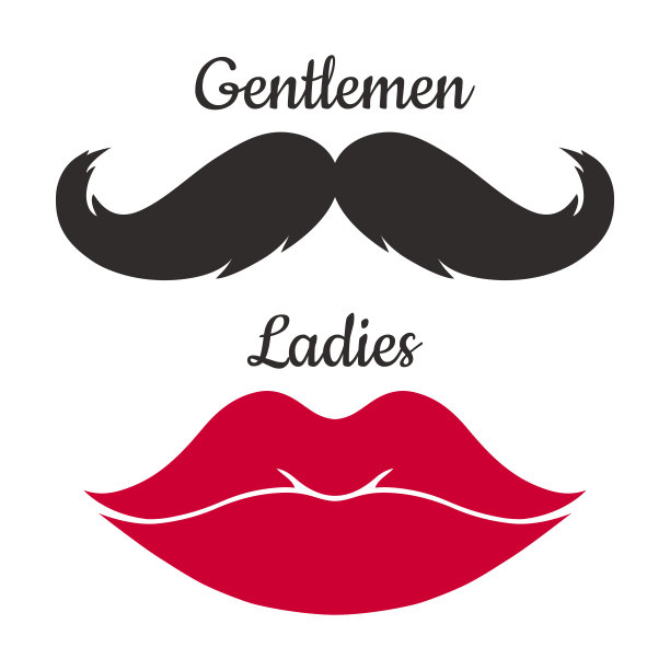 女士们先生们，偶像。胡子和嘴唇矢量形状。图片下载