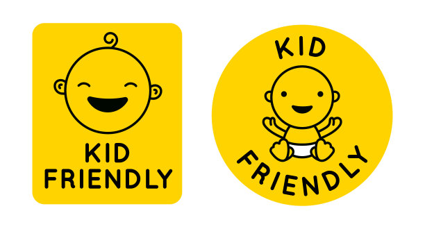 儿童友好的徽章与可爱的泰迪熊-向量徽章和图标设计在简单的线性风格图片下载