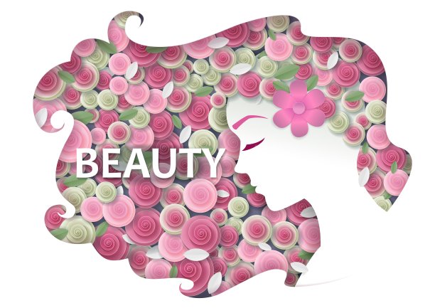 美容院名片模板，矢量剪纸插画图片下载