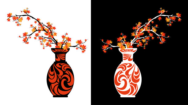 秋季枫枝在花瓶矢量设计集图片下载