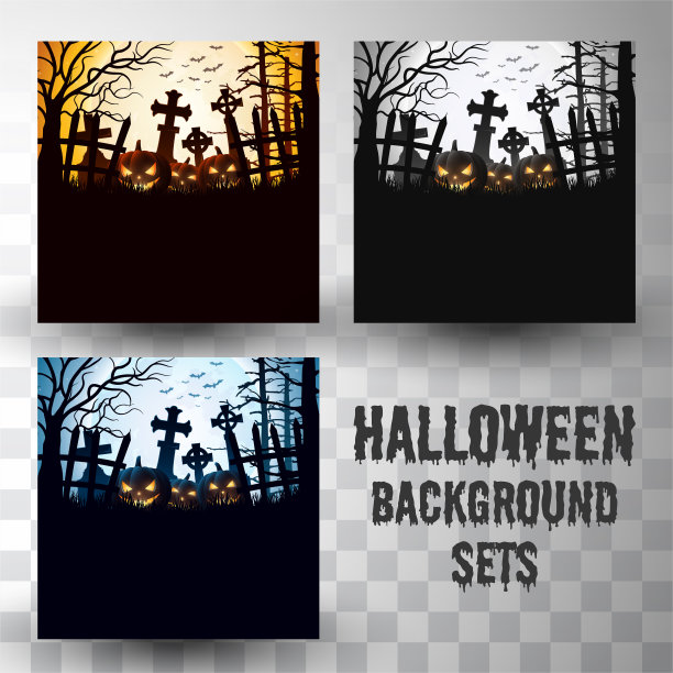 万圣节剪影背景设置不同颜色的场景图片下载
