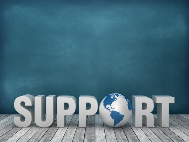 3D Word支持与全球世界在黑板背景- 3D渲染图片下载