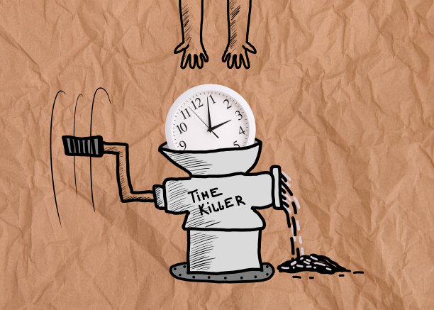 时间管理。绞肉机里的手表脸。图片下载