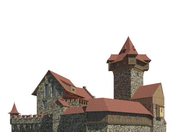 童话城堡孤立的白色背景3D插图图片下载