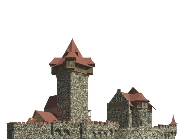 童话城堡孤立的白色背景3D插图图片下载