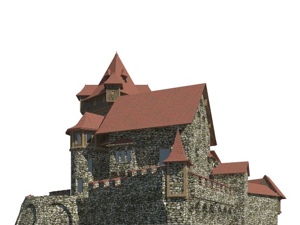 童话城堡孤立的白色背景3D插图图片下载