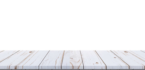 空白的白色木桌在孤立的白色背景和显示蒙太奇与复制空间的产品模板。图片下载