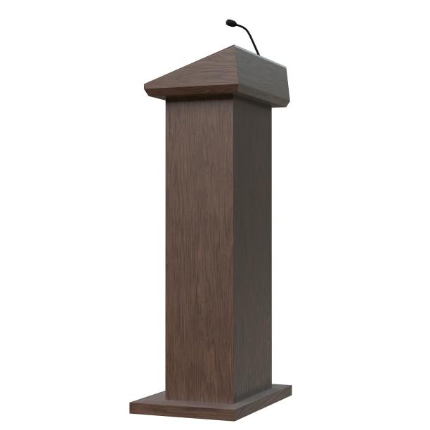 带麦克风的木制讲台图片下载