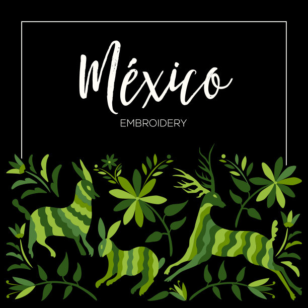 墨西哥刺绣风格构成图片下载