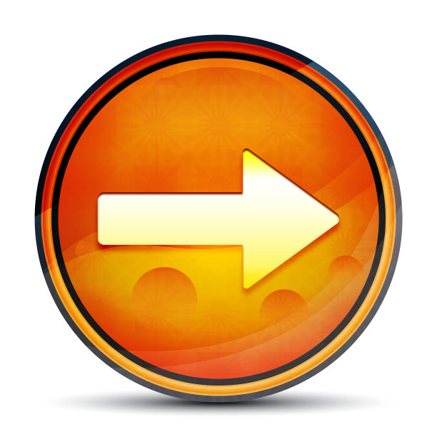 下一个箭头图标亮橙色圆形按钮插图图片下载