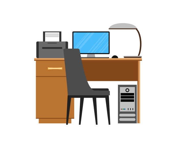 桌面孤立的白色背景。平面设计。矢量插图。图片下载