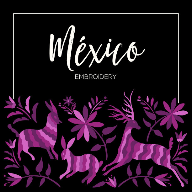 墨西哥刺绣风格构成图片下载