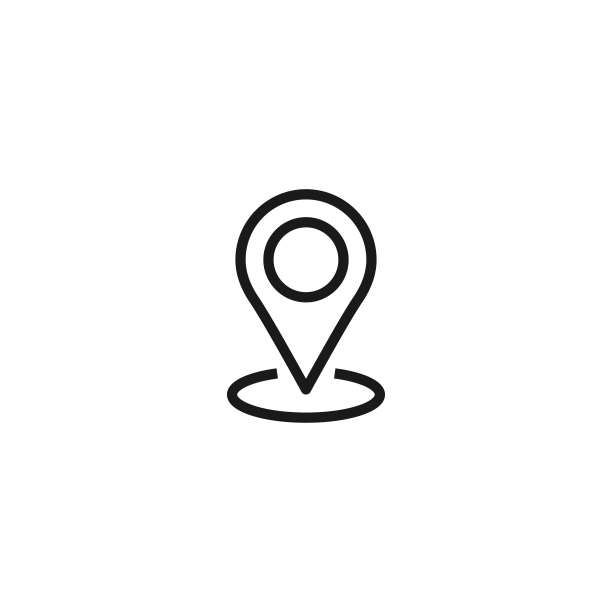 位置轮廓图标：GPS指针，地图图钉，导航指南，矢量线条简单按钮图片下载