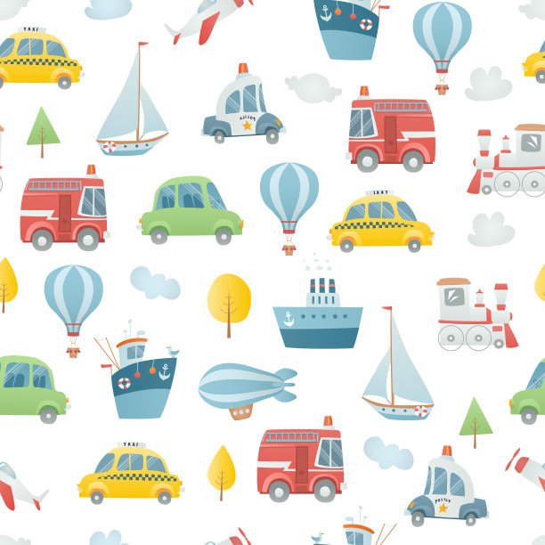 无缝模式与地面，水，空中车辆图片下载